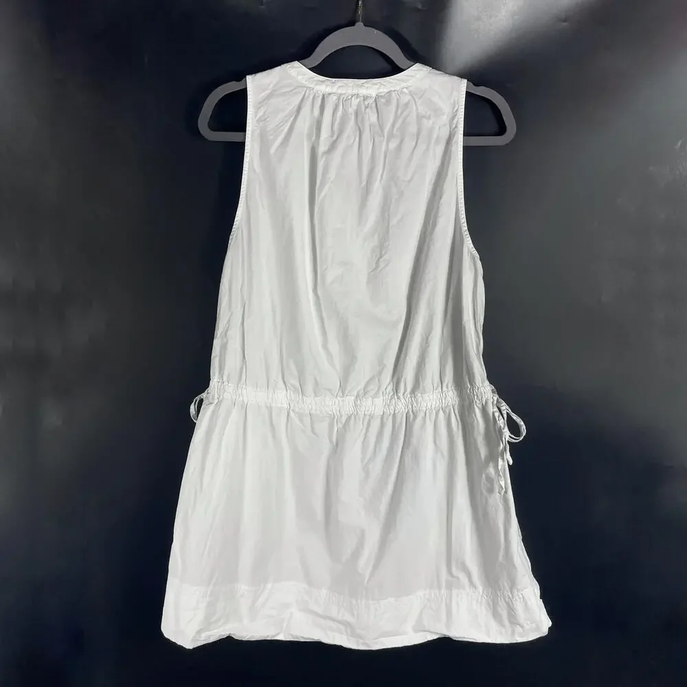 Splendid Chase Cotton Poplin Dress White Mini Drawstring Waist Sleeveless Sz L - Picture 11 of 11
